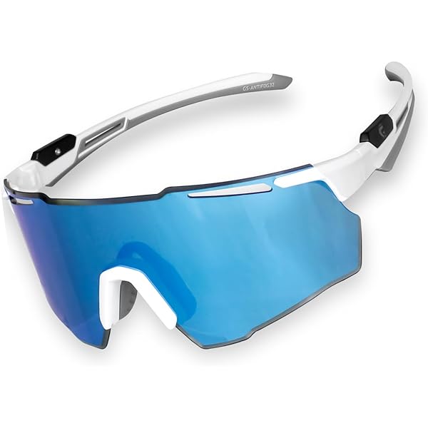 スポーツサングラス ホワイト/ブルー ケース付き id-a550.jpg